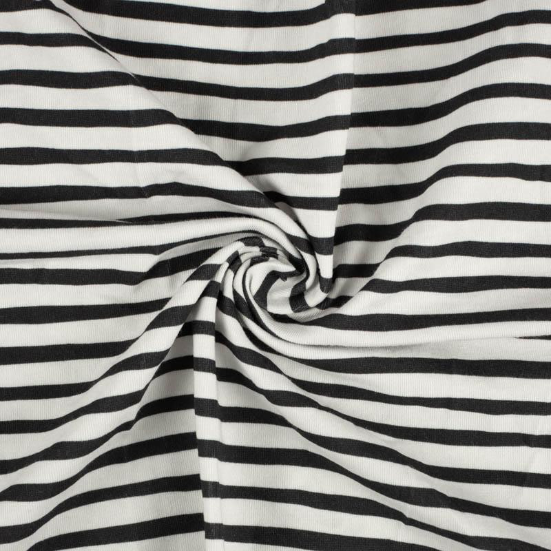 STRIPES - BLACK AND WHITE (BIRDS IN LOVE) - single jersey with elastane 