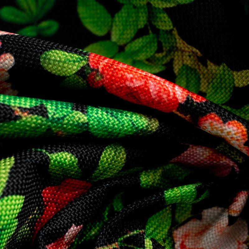 MINI ROSES AND LEAVES (PARADISE GARDEN)  - Waterproof woven fabric