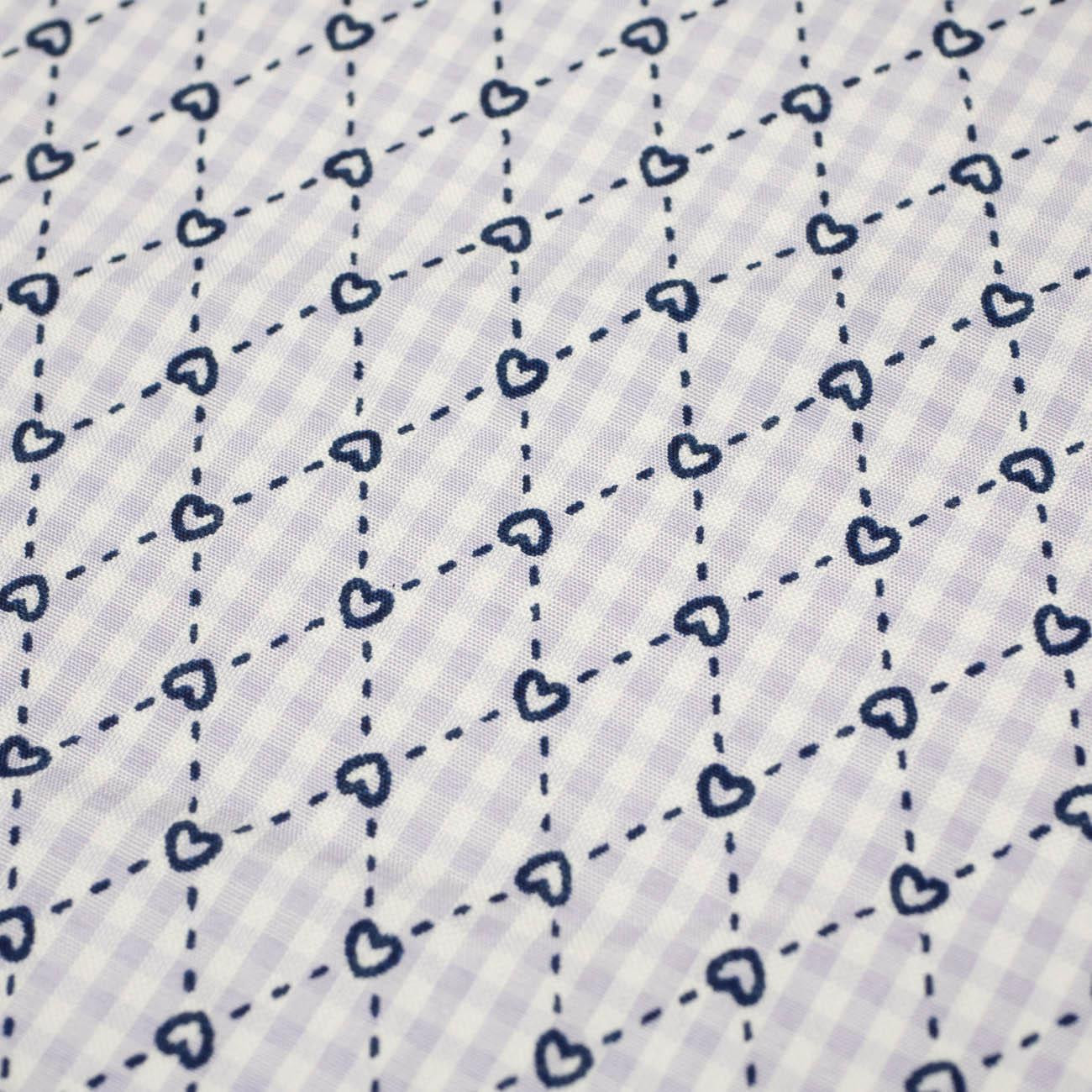 HEARTS AND RHOMBUSES / LILAC CHECK - POPLIN 100% cotton 