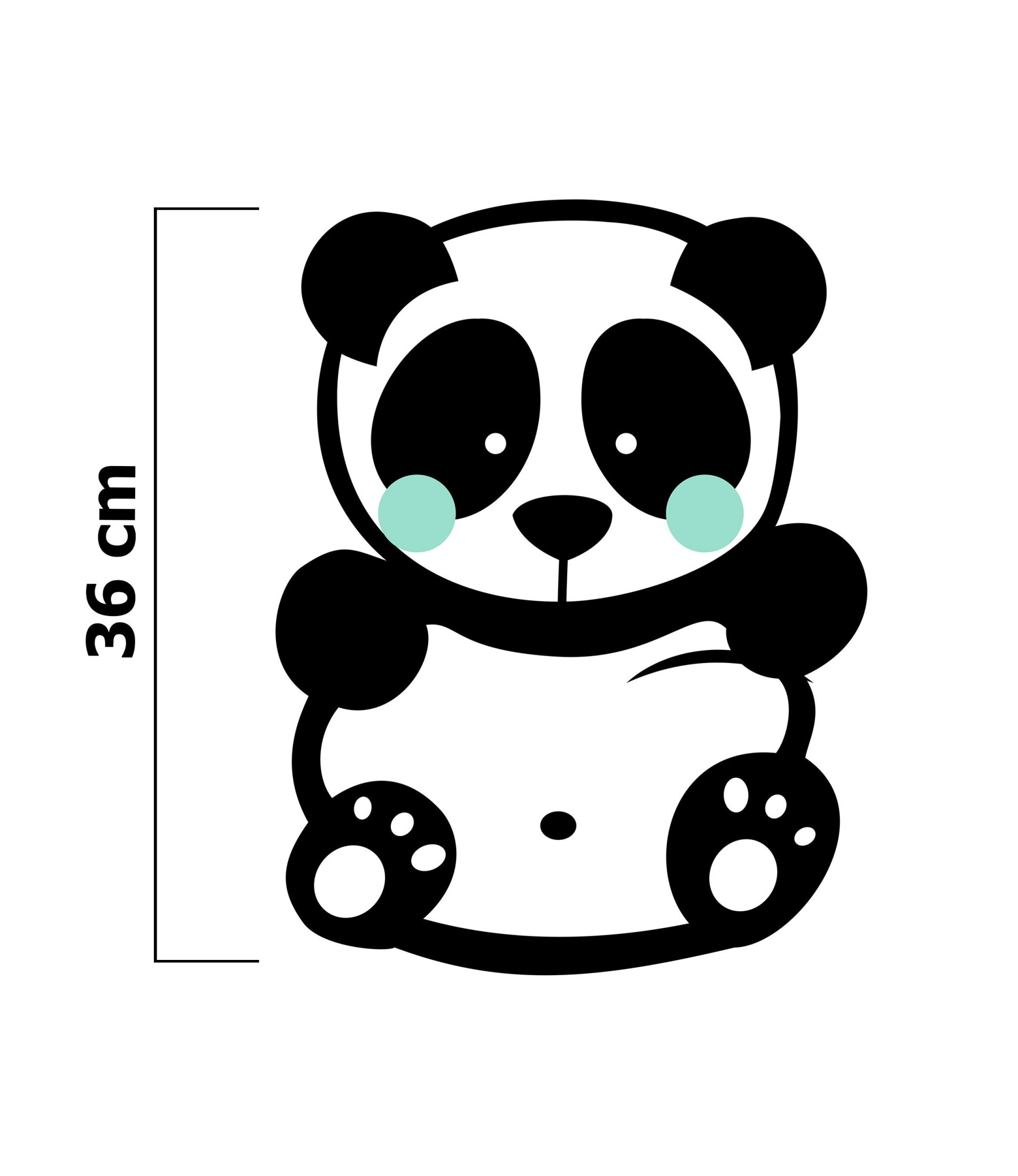 PANDA / MINT size "M" 50x60 cm - white (front) - SINGLE JERSEY PANEL 