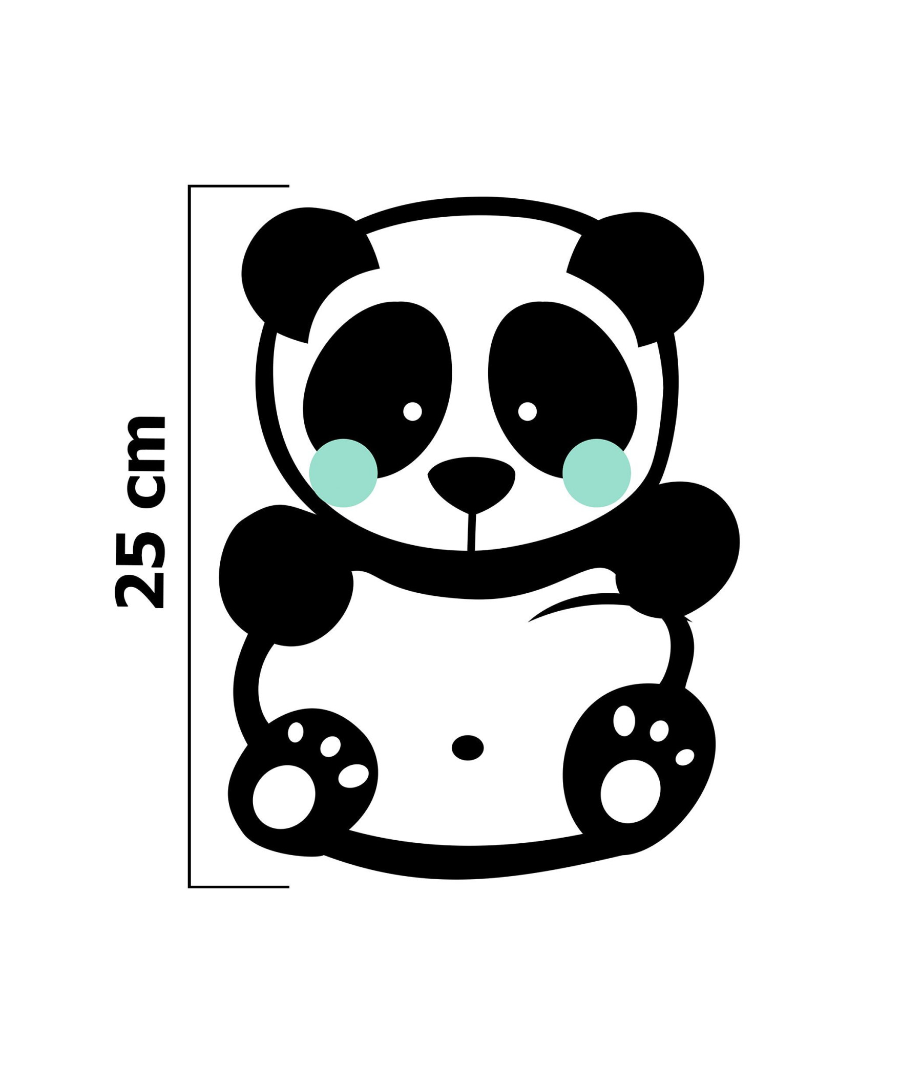 PANDA / MINT size "S" 30x45 cm - white (front) - Cotton woven fabric panel