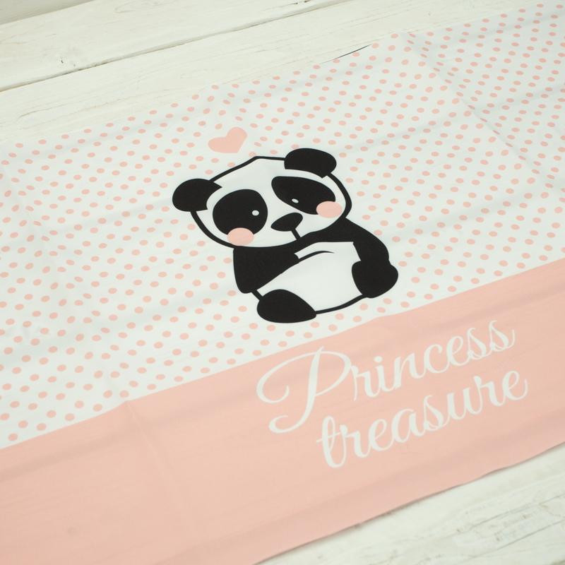 PANDA / pink - panel Waterproof woven fabric EN
