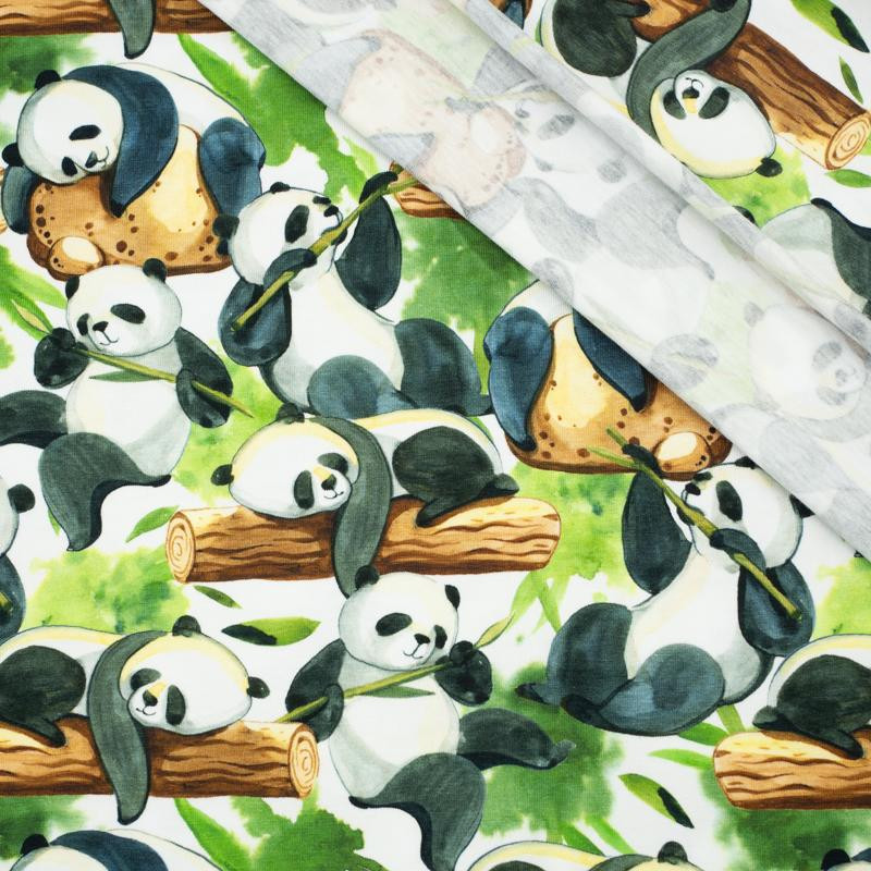 PANDAS ON BAMBOO - single jersey with elastane TE210