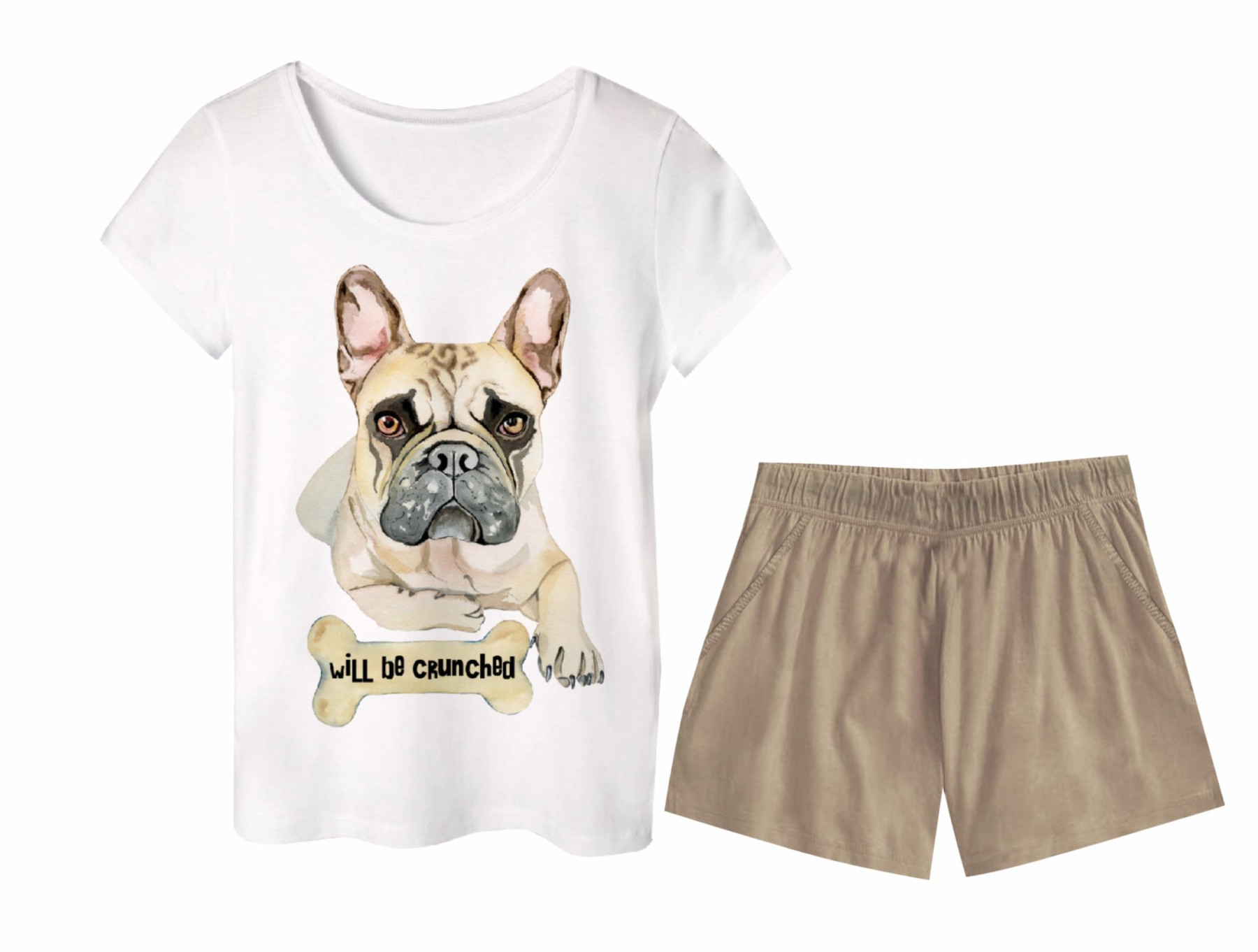 PAJAMAS-T-SHIRT "LINDA" -  BULLDOG - sewing set