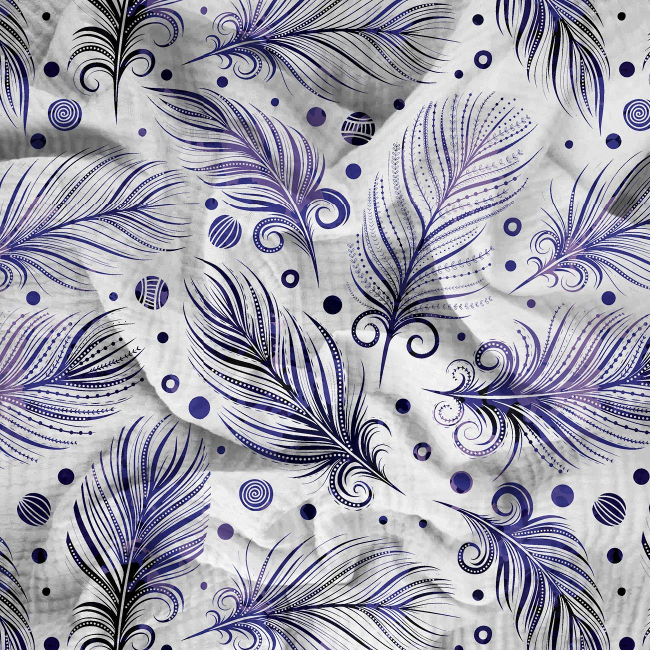 FEATHERS (Very Peri) - Cotton muslin