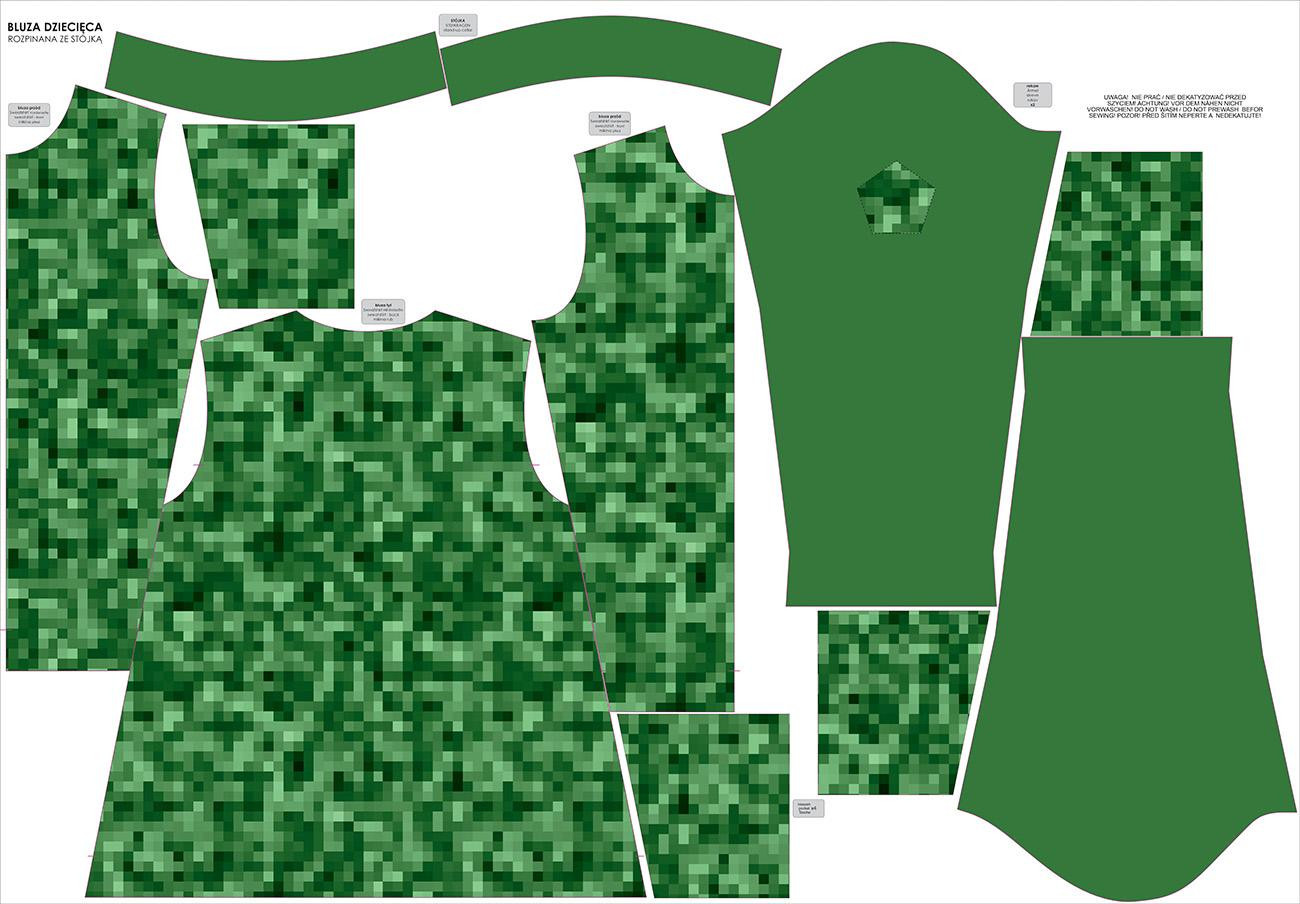 "MAX" CHILDREN'S TRAINING JACKET - PIXELS pat. 2 / green - knit with short nap