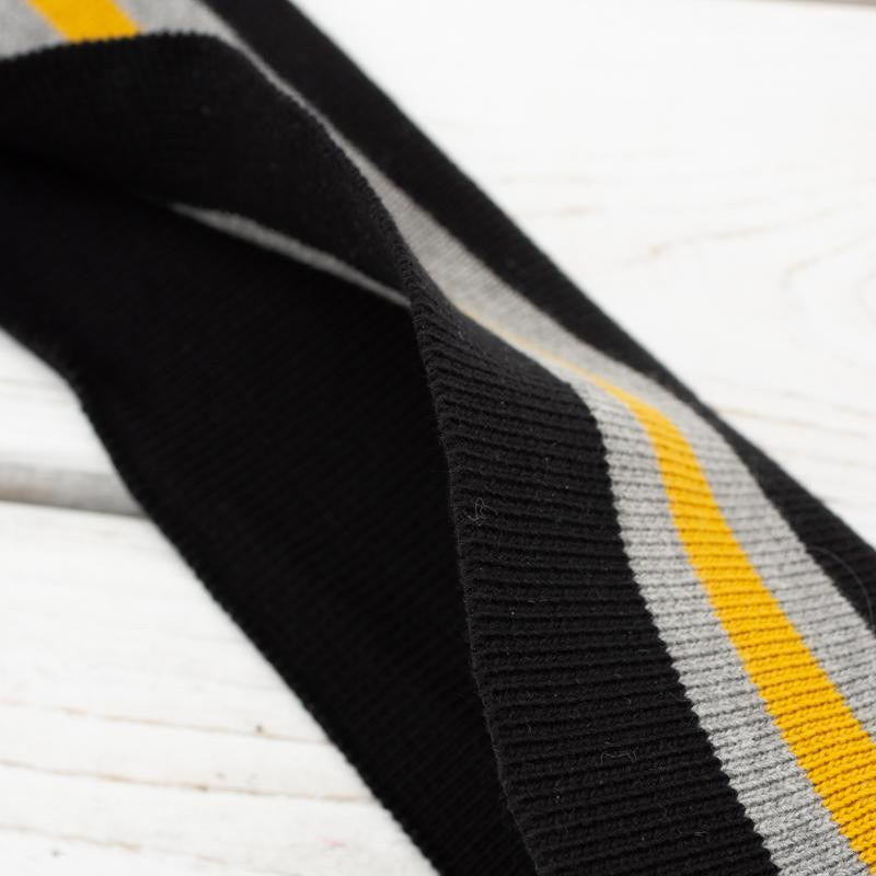 Folded ribbing BLACK / grey-mustard 140cm