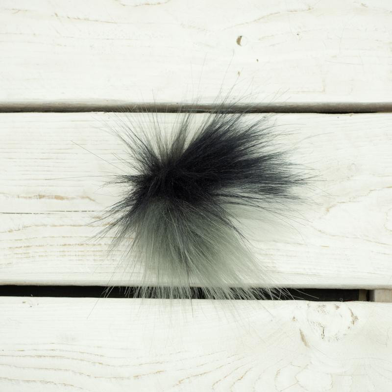 Eco fur pompom 6 cm - black-grey-white