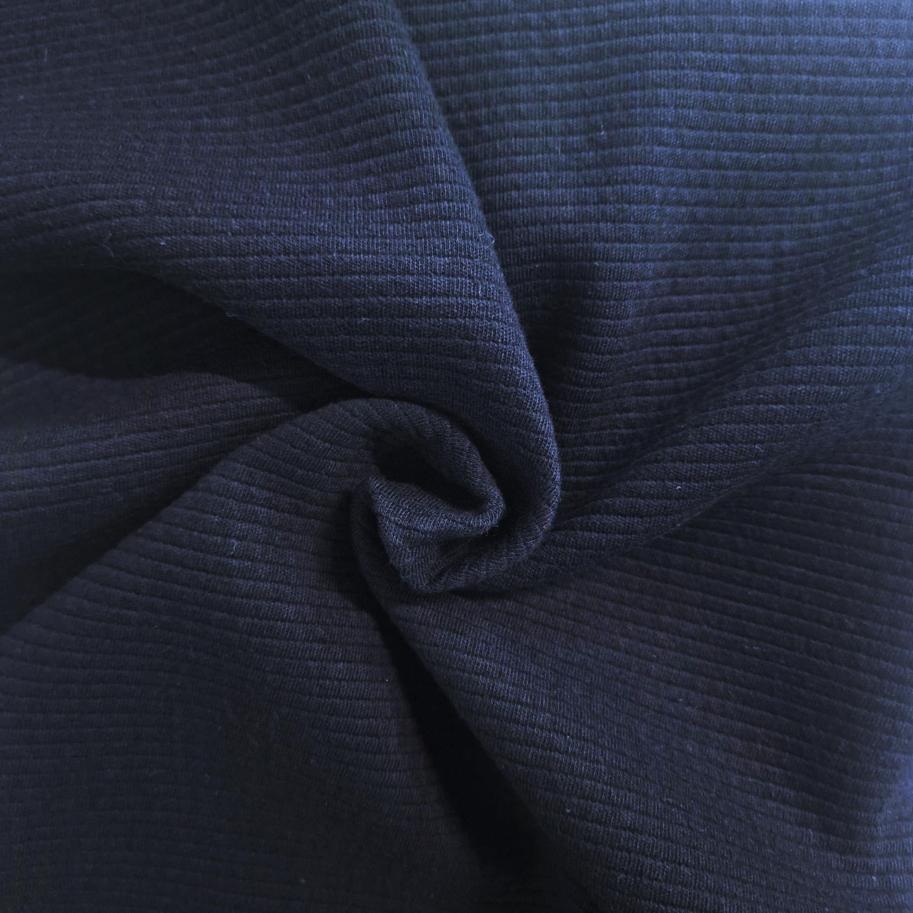 NAVY - Ribbed Cotton Sweater Knit Fabric