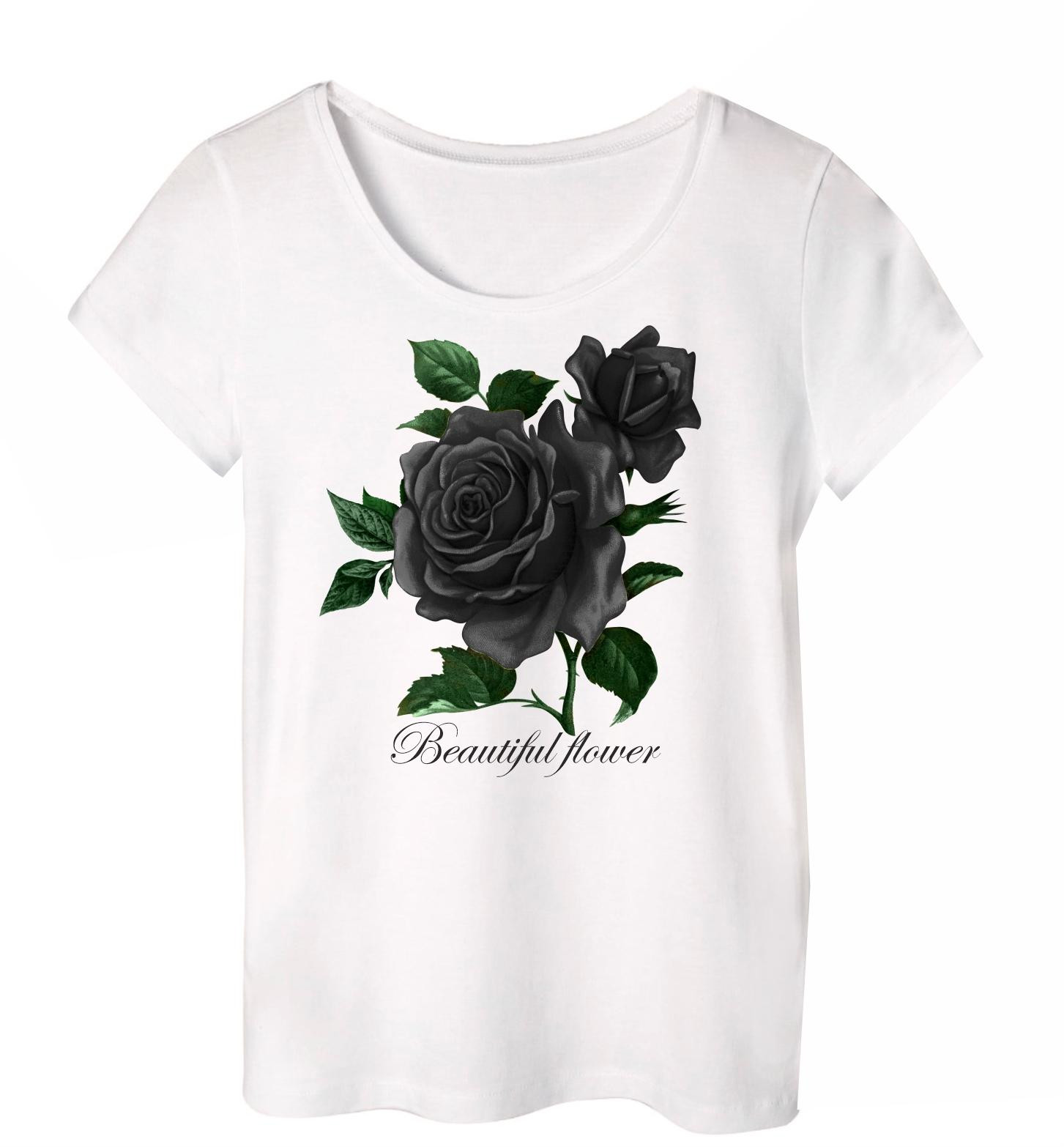 PAJAMAS-T-SHIRT "LINDA" - BLACK ROSES - sewing set