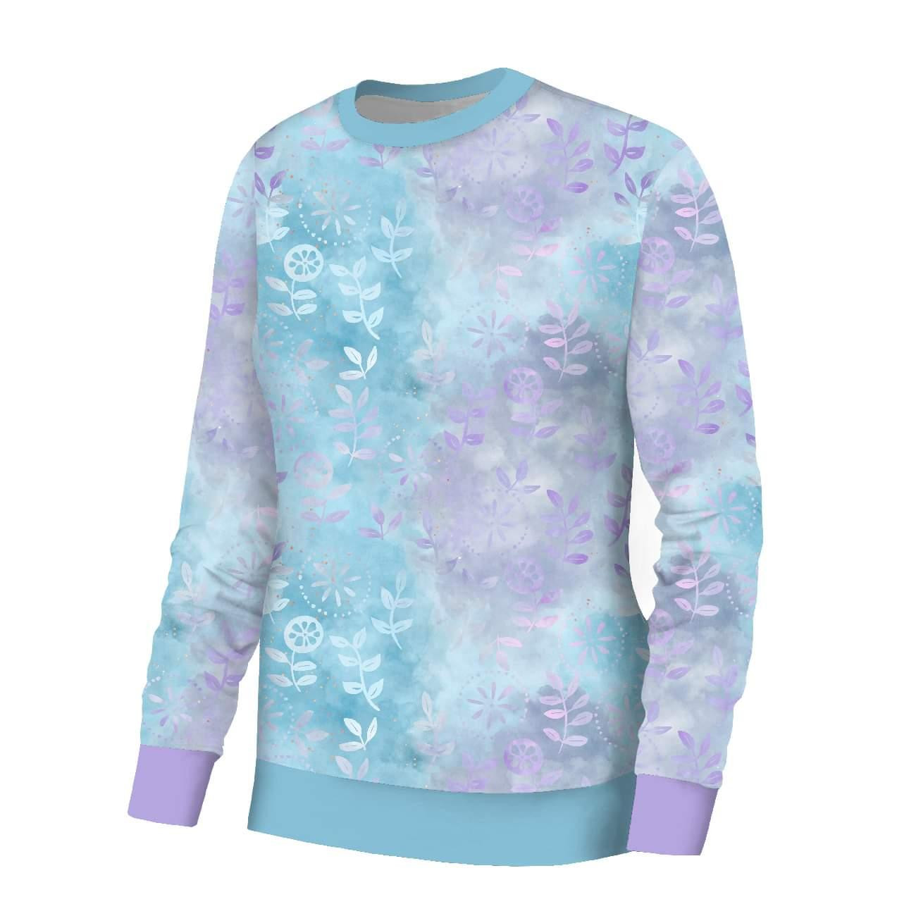 WOMEN'S SWEATSHIRT (HANA) BASIC - BLUE LEAVES - sewing set