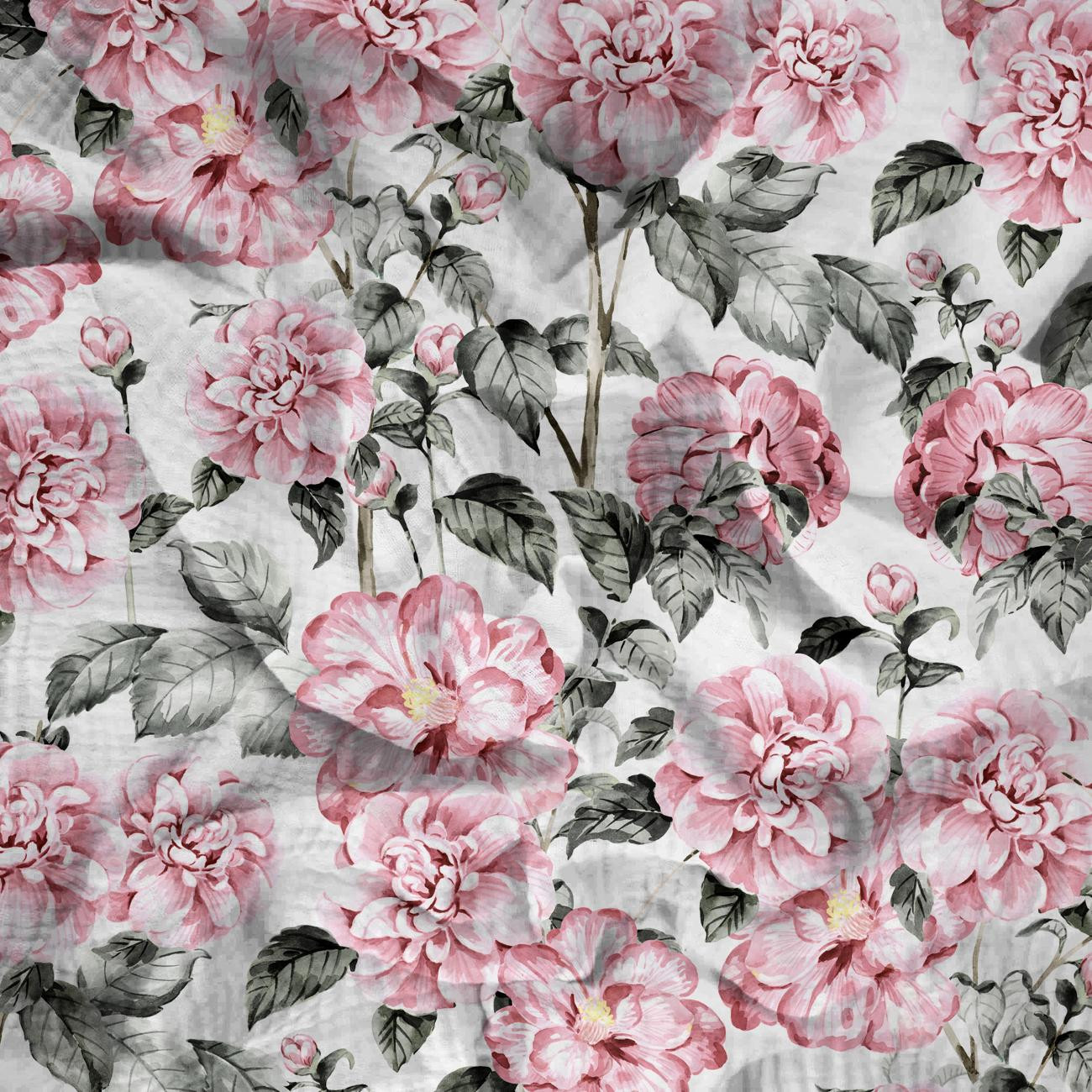 PINK PEONIES pat. 3 - Cotton muslin