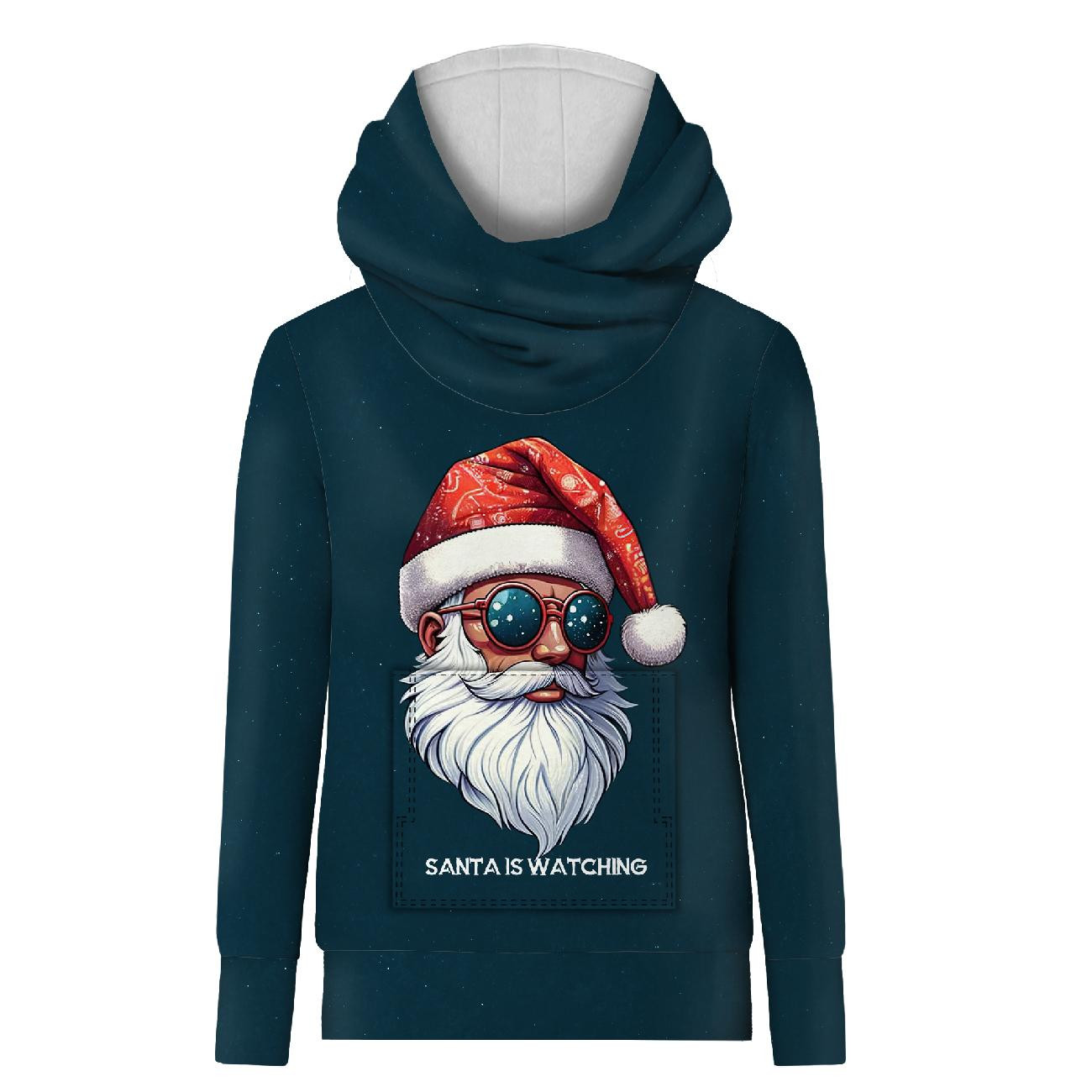 HYDROPHOBIC HOODIE UNISEX - SANTA IS WATCHING - sewing set