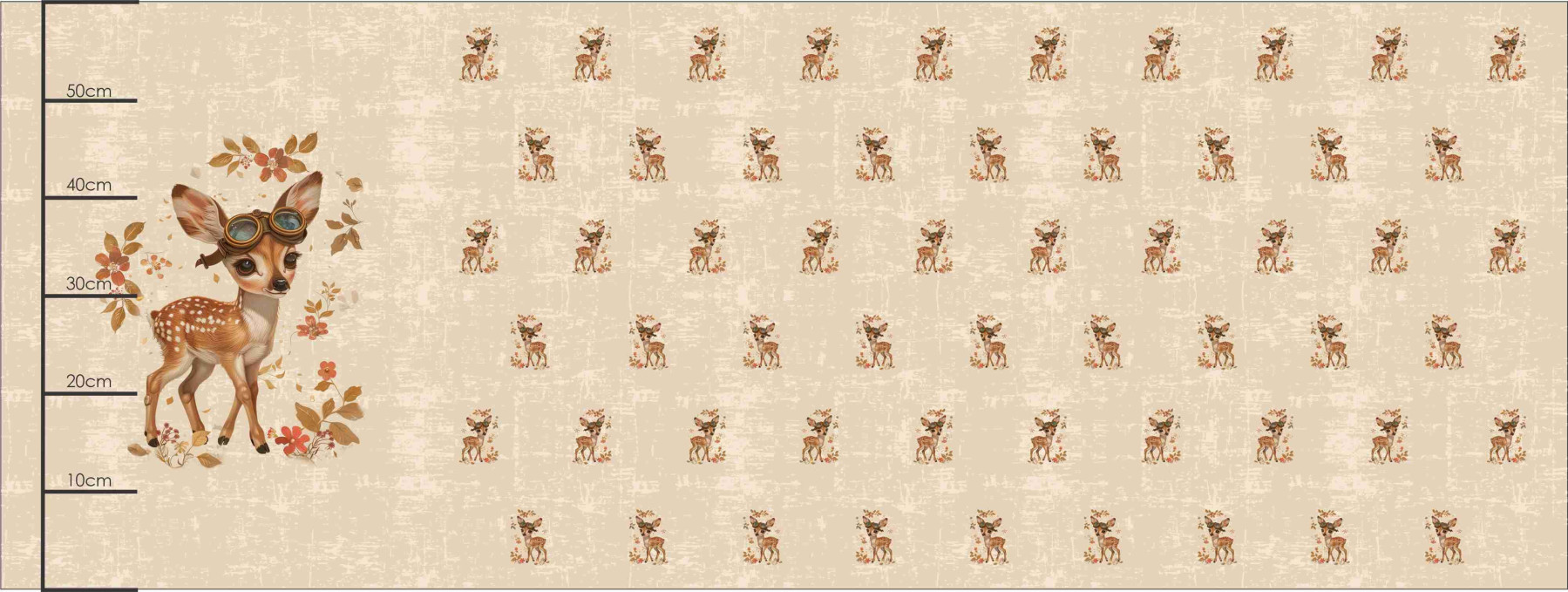 FAWN STEAMPUNK FOREST - panoramic panel waterproof woven fabric (60cm x 155cm)