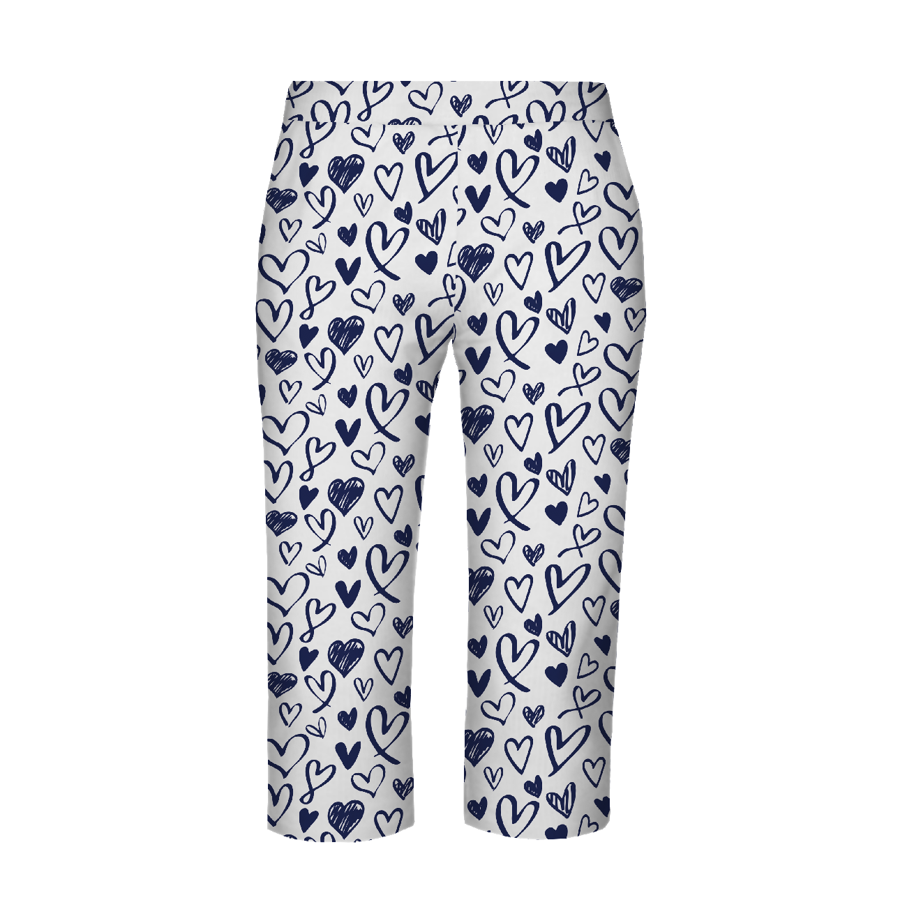 Pajamas-cropped pants "LINDA" - HEARTS / navy - sewing set