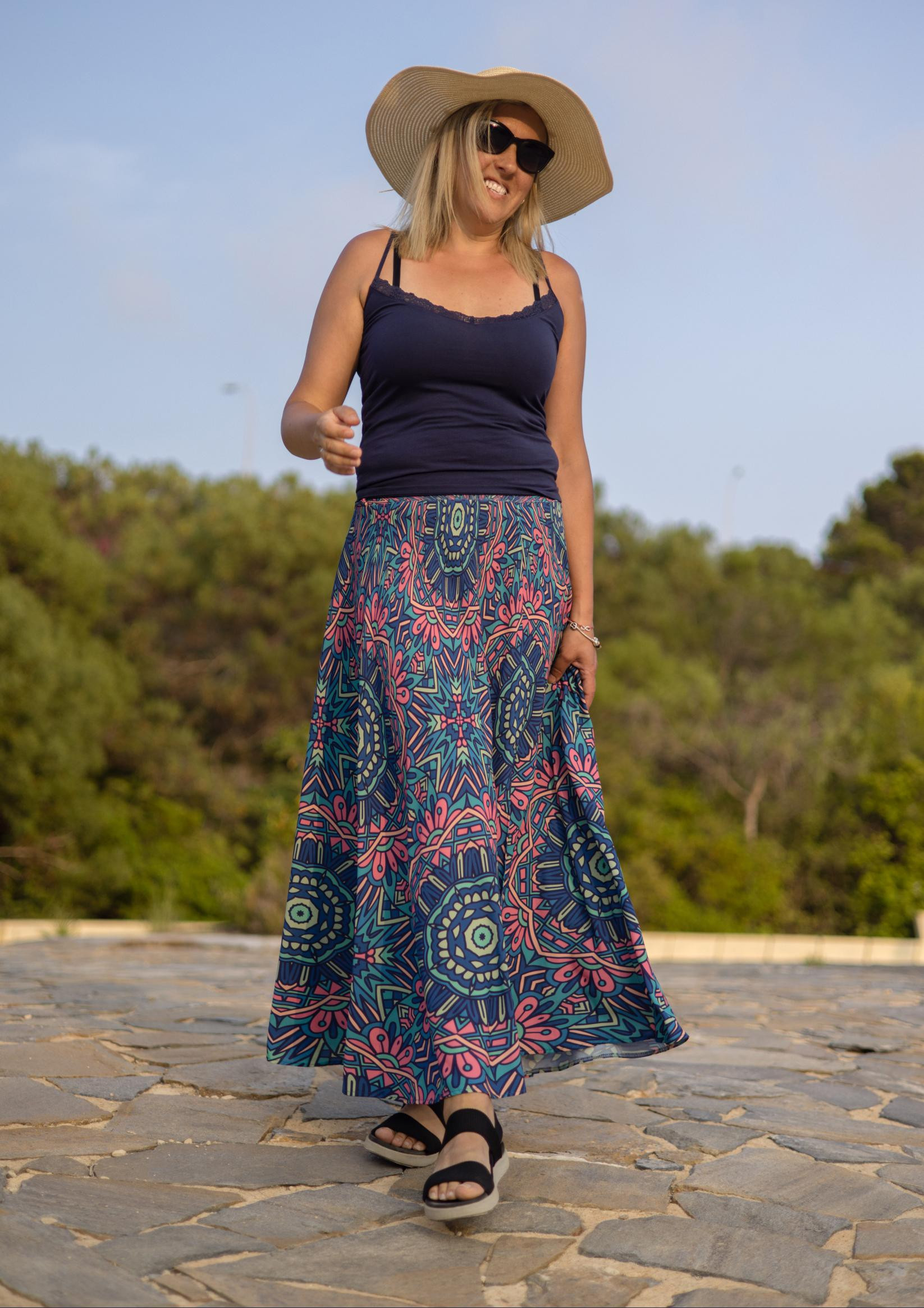 LEAVES AND FEATHERS - skirt panel "MAXI" - crepe