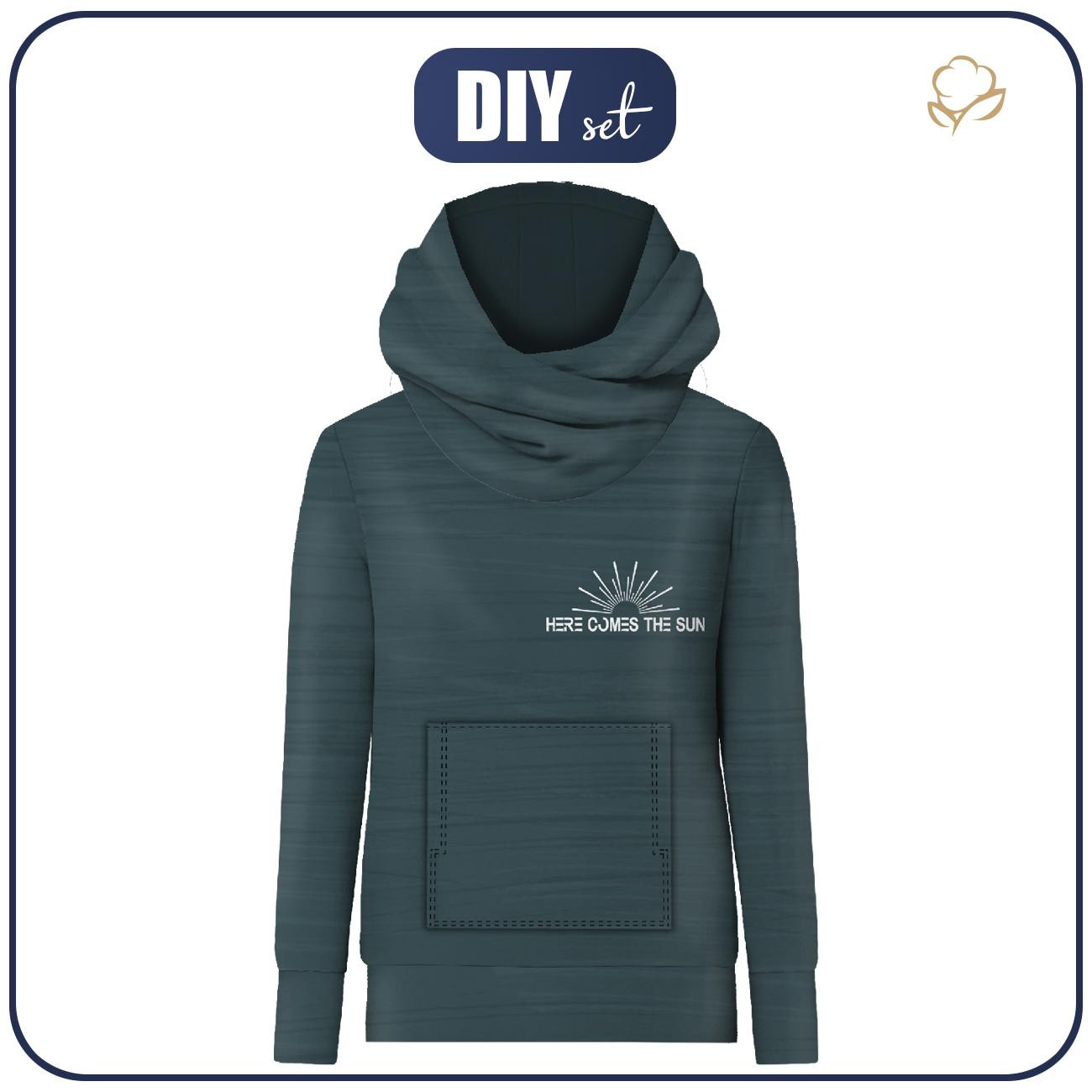 HYDROPHOBIC HOODIE UNISEX - HERE COMES THE SUN - sewing set