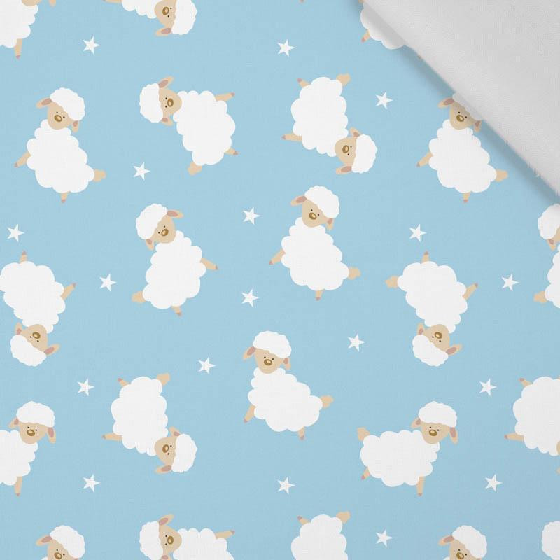 SHEEP ( ANIMAL GARDEN ) / light blue - Cotton woven fabric