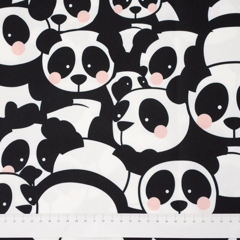PANDAS / pink - Waterproof woven fabric