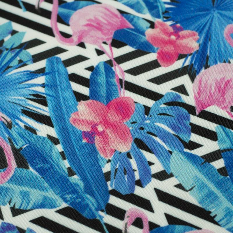 TROPICAL FLAMINGOS - quick-drying woven fabric