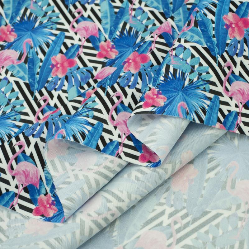 TROPICAL FLAMINGOS - quick-drying woven fabric