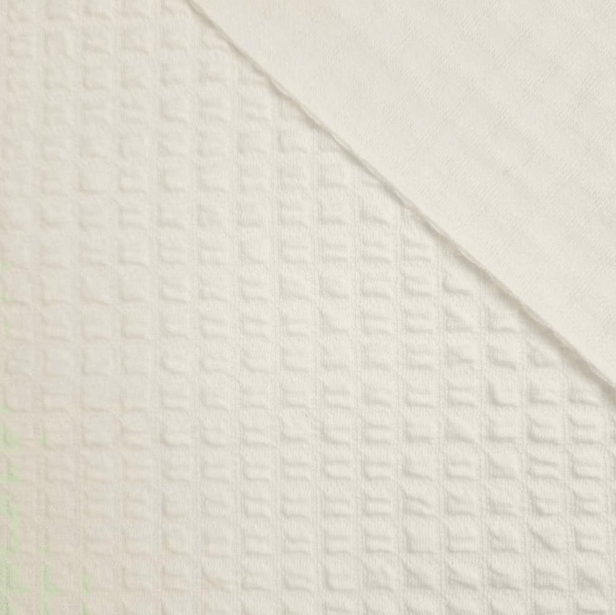 Cotton Waffle Knit Fabric - Cloud Dancer/ ECRU (D-02) 