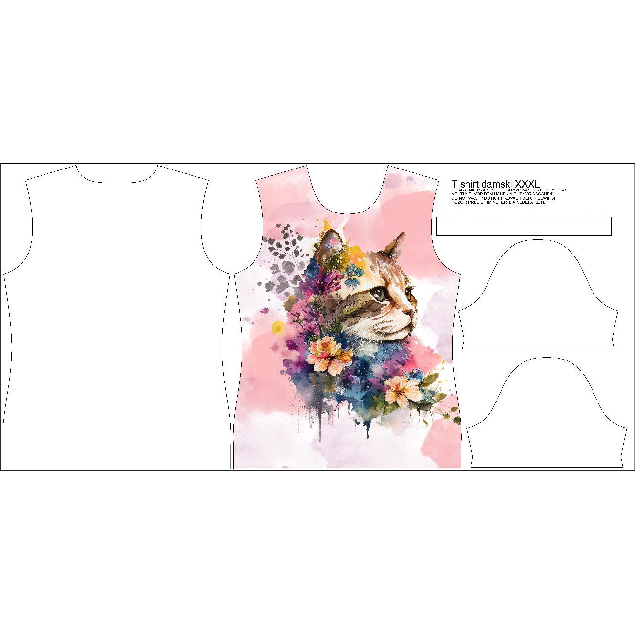 WOMEN’S T-SHIRT - WATERCOLOR CAT PAT. 1 - sewing set