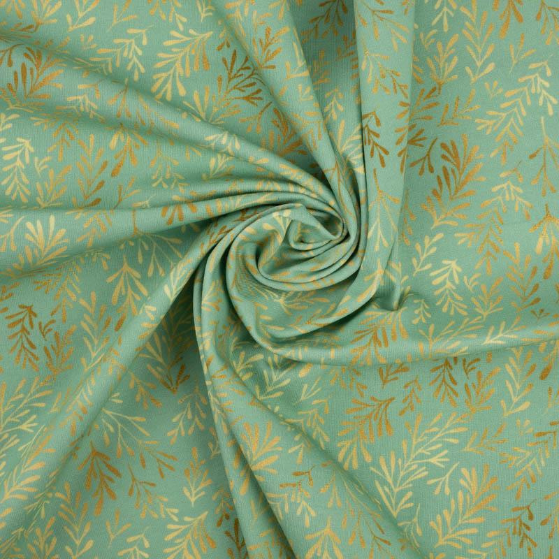 GOLDEN CORALS (GOLDEN OCEAN) / mint - looped knit fabric