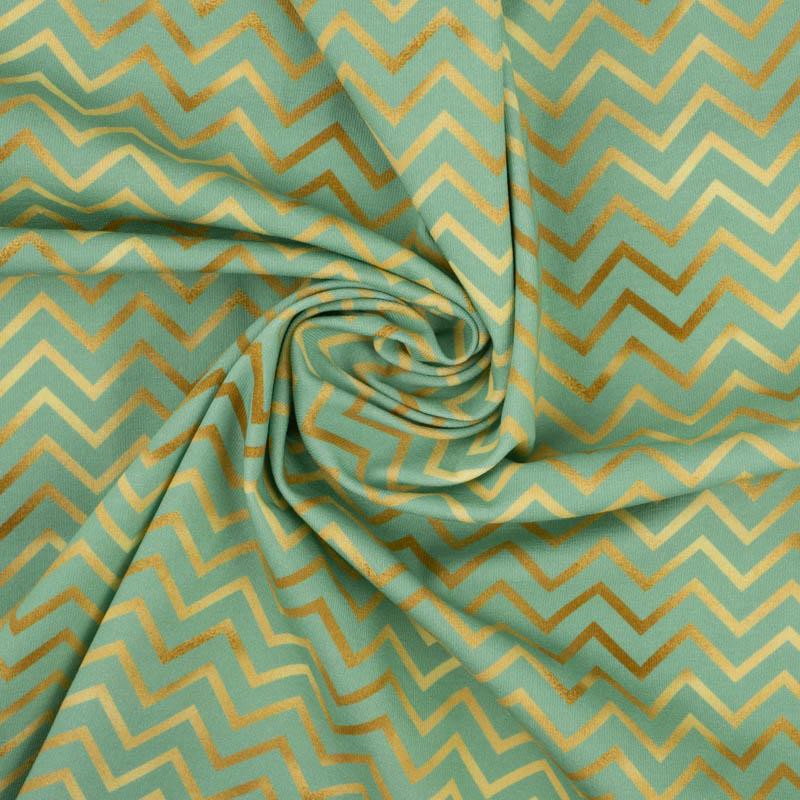 GOLDEN ZIGZAGS (GOLDEN OCEAN) / mint - single jersey with elastane 