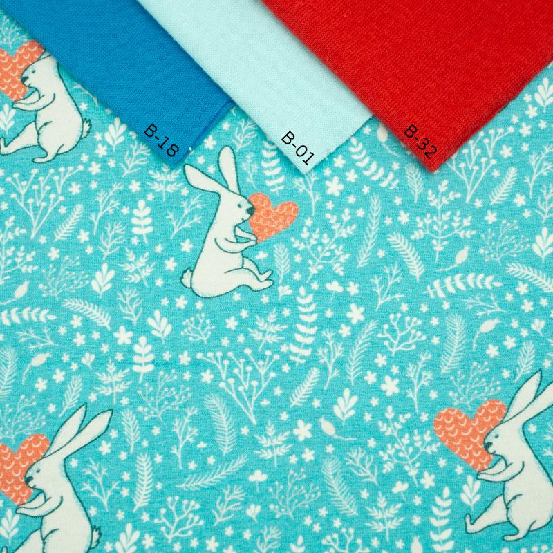 RABBITS IN LOVE - single jersey with elastane TE210