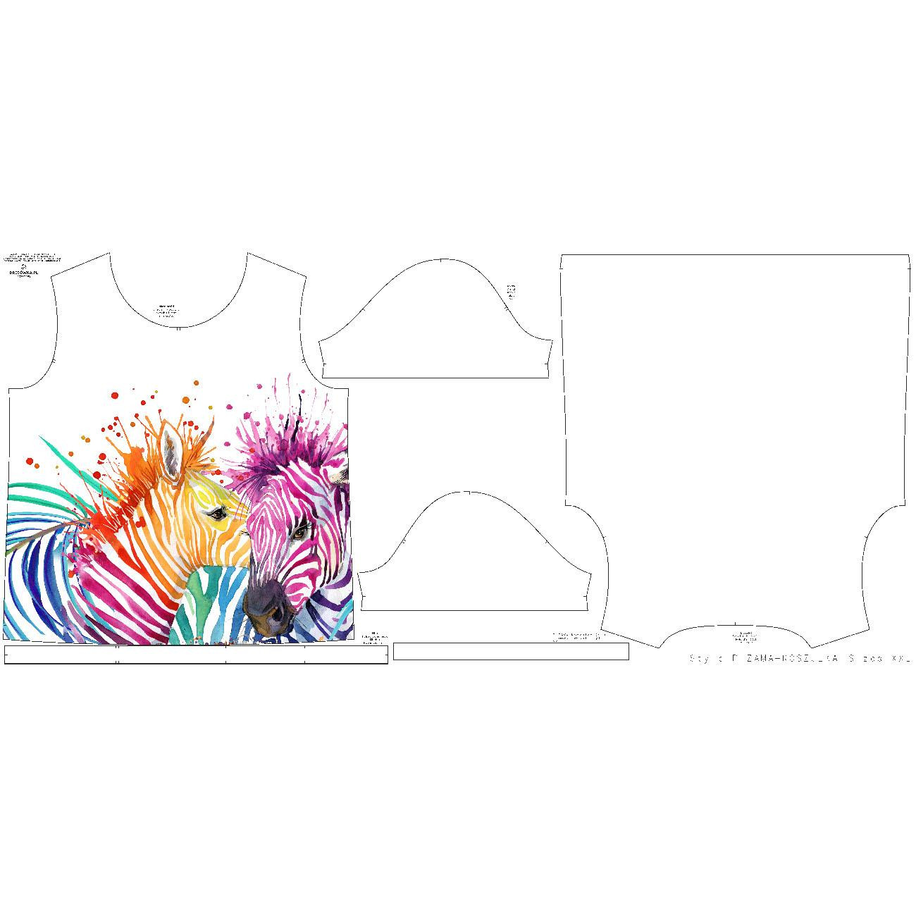 PAJAMAS-T-SHIRT "LINDA" -  RAINBOW ZEBRAS - sewing set