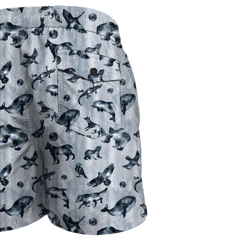 Men's swim trunks - ANIMALS MIX (GALACTIC ANIMALS) / grey - sewing set