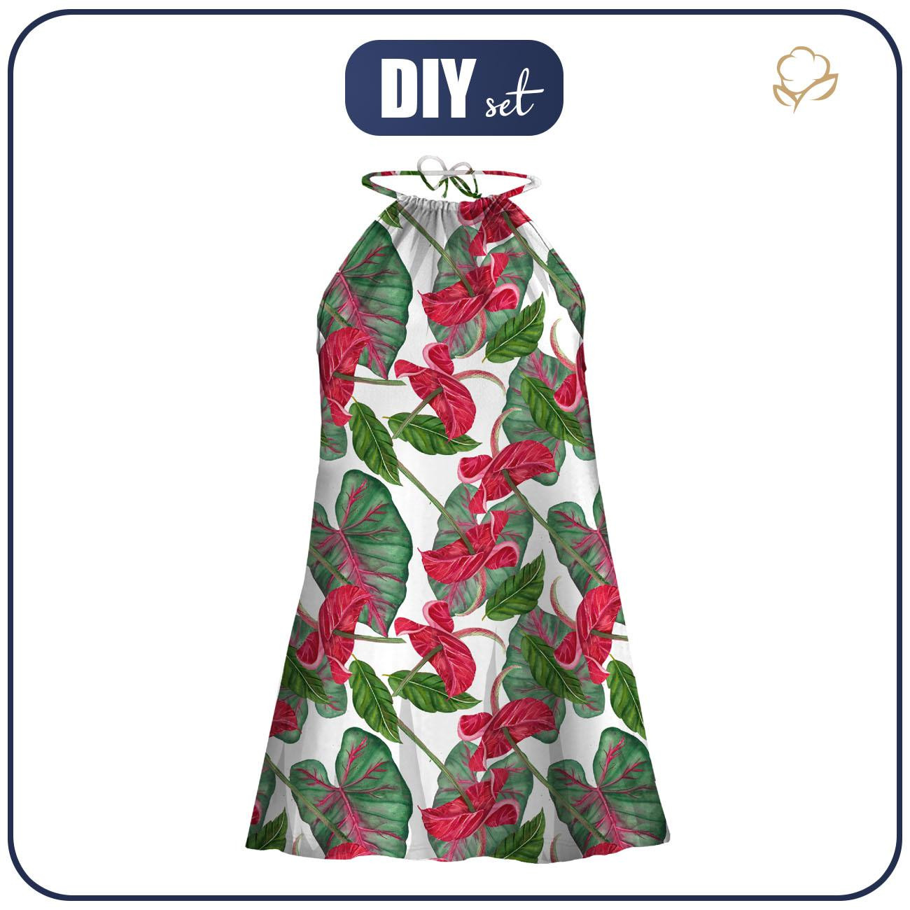 DRESS "DALIA" MINI - ANTHURIUM - sewing set