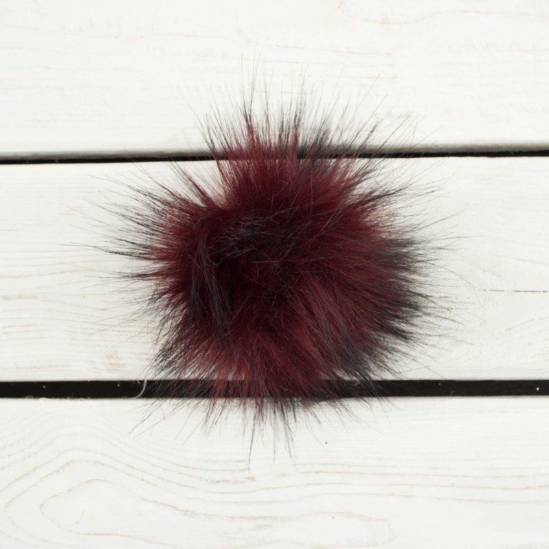 Eco fur pompom 9cm - melange maroon