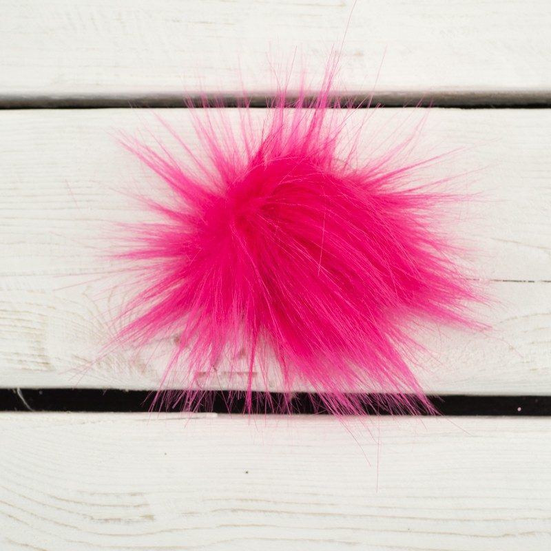 Eco fur pompom 6 cm -  fuchsia