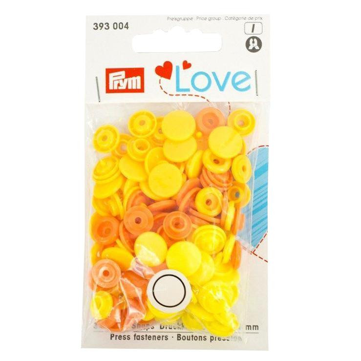 Color Snaps PRYM Love, plastic fasteners 12,4 mm - 30 sets - lemon / canary yellow / apricot