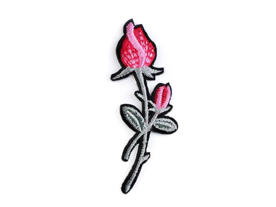  Iron-on Patch embroided little rose - pink