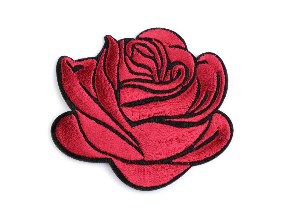  Iron-on Patch embroided  rose flower - maroon