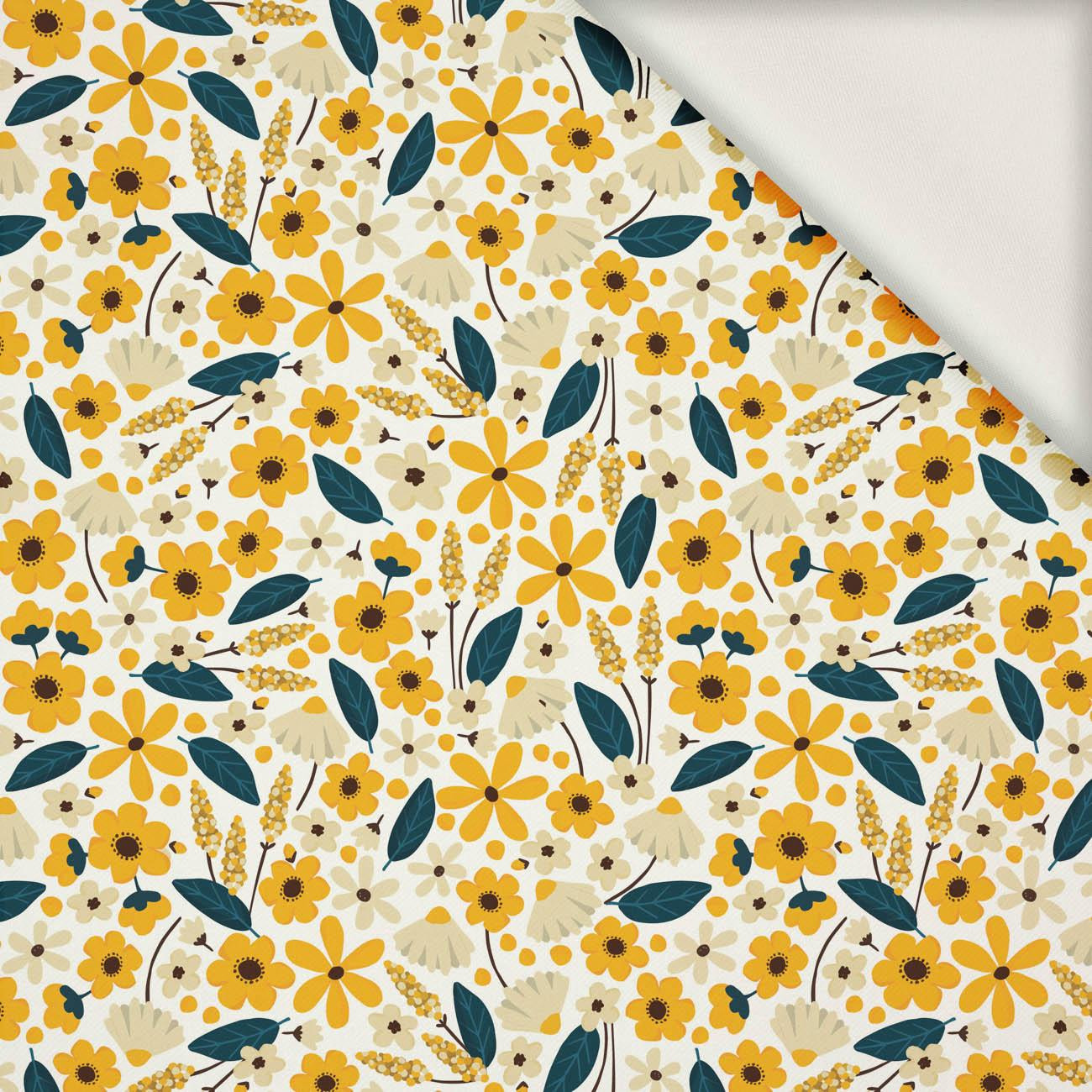SMALL FLOWERS pat. 2 / white - viscose woven fabric