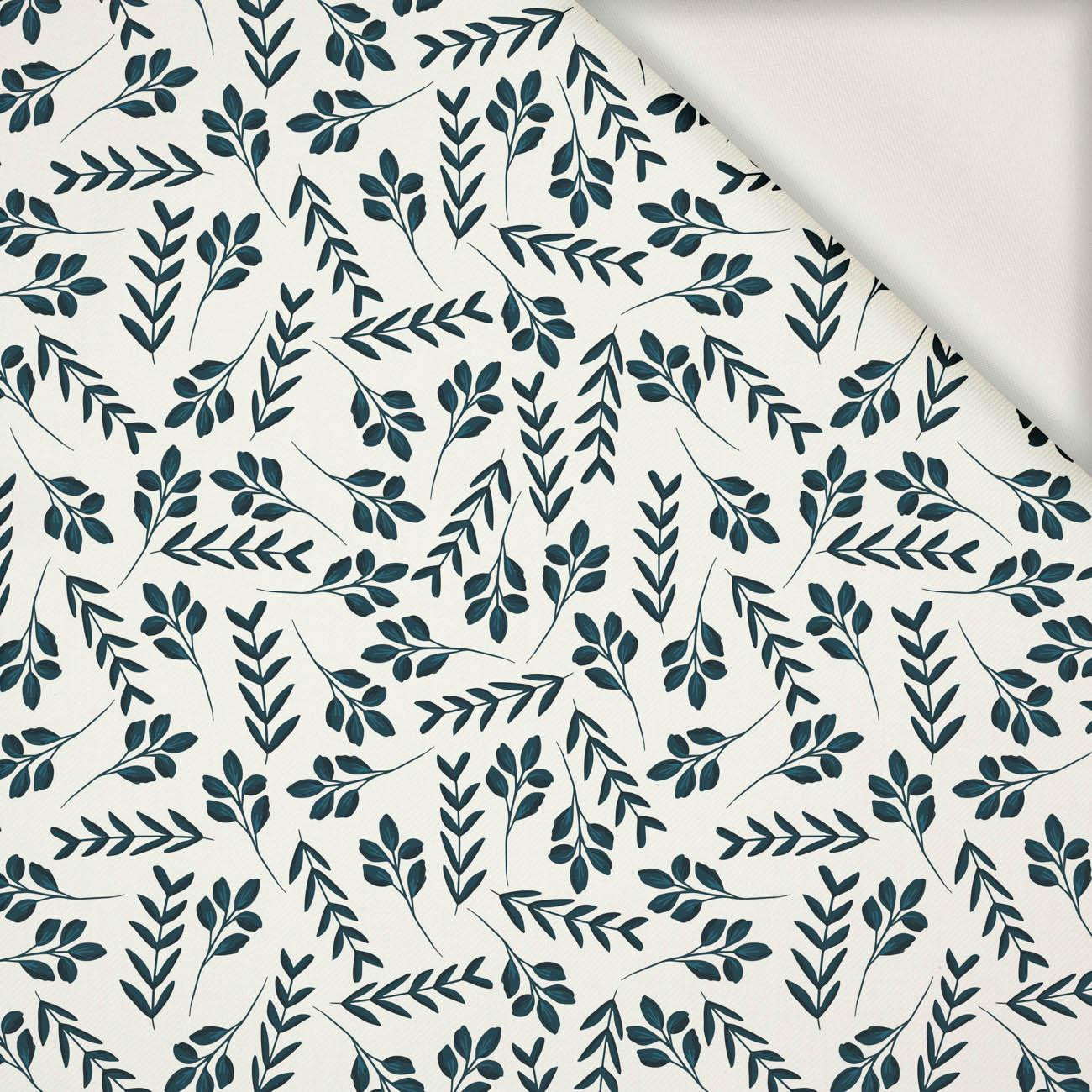 SMALL LEAVES pat. 2 / white - viscose woven fabric