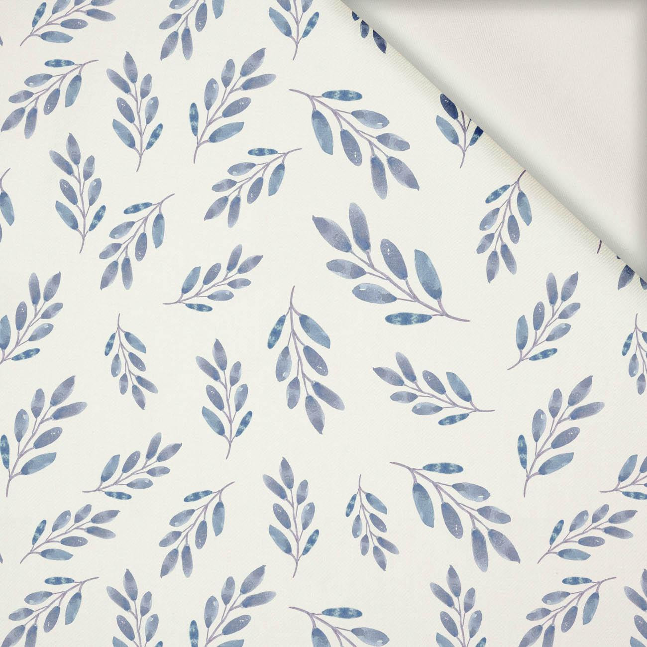 BLUE LEAVES pat. 2 / white - viscose woven fabric