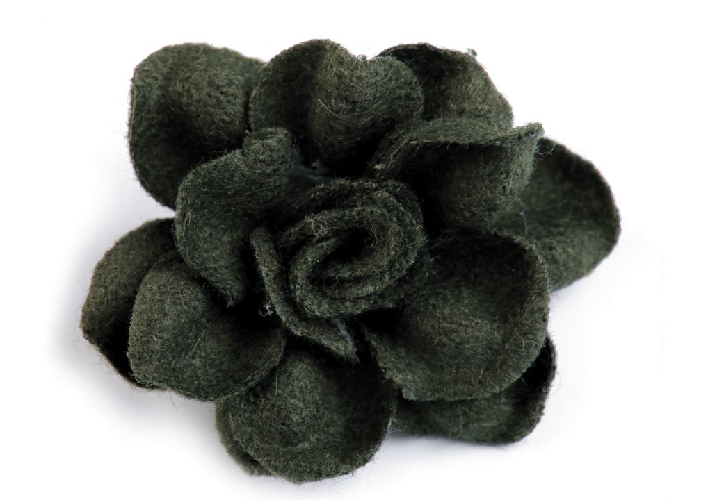 Wool flower 40 mm -  olive