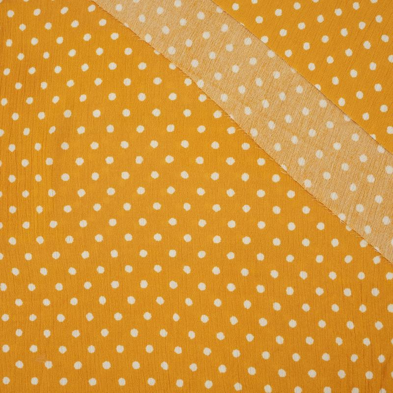 WHITE DOTS / mustard - crash viscose woven fabric