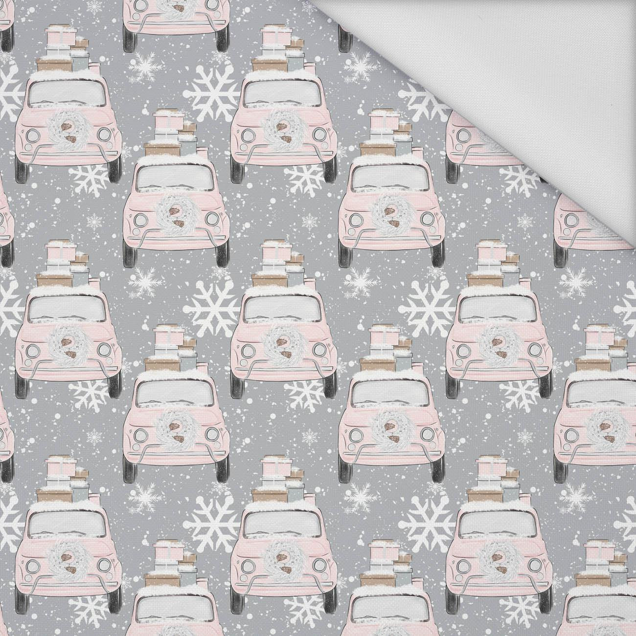 SNOWY CARS (WINTER)  - Cotton woven fabric