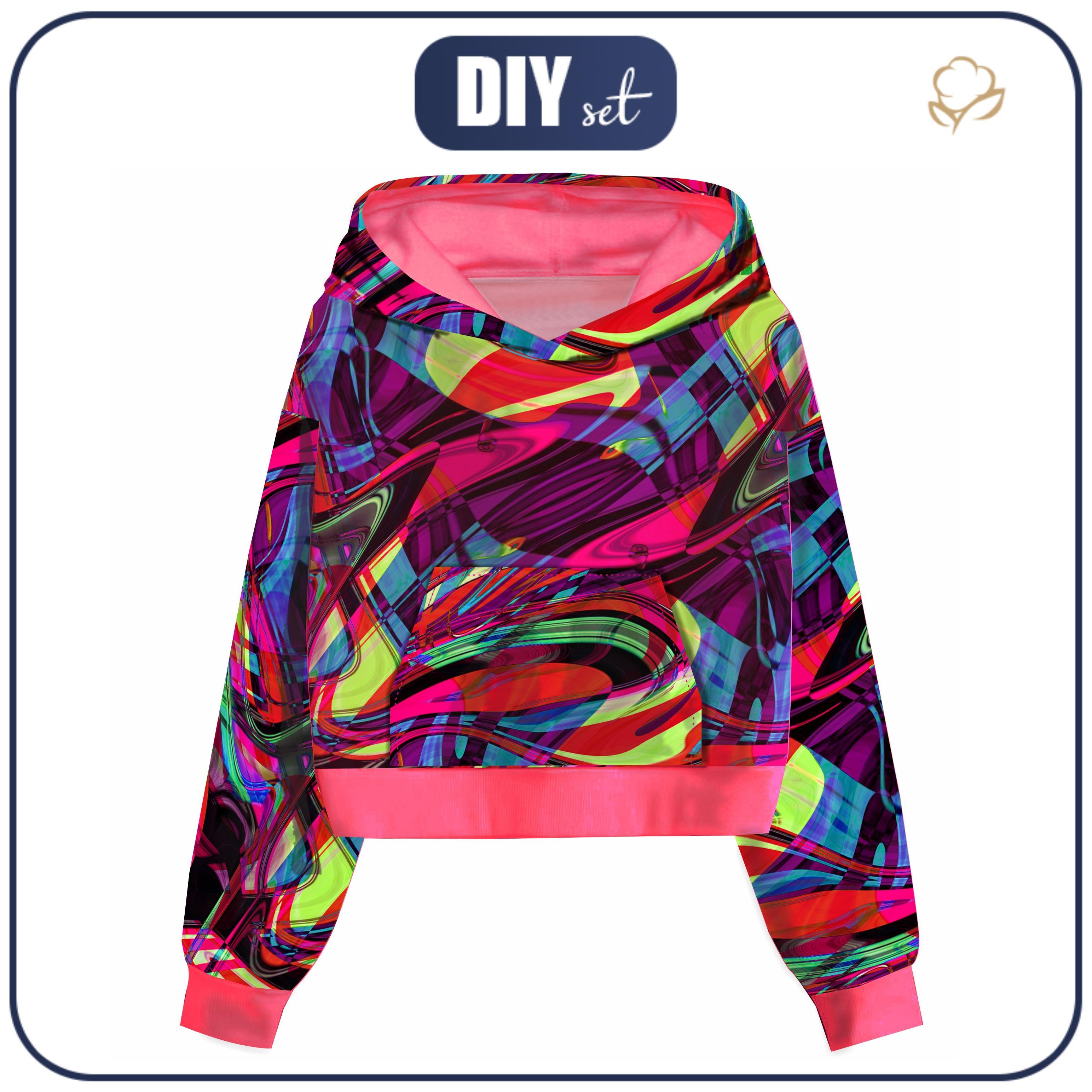 Cropped hoodie (IDA) - COLORFUL ABSTRACTION - sewing set