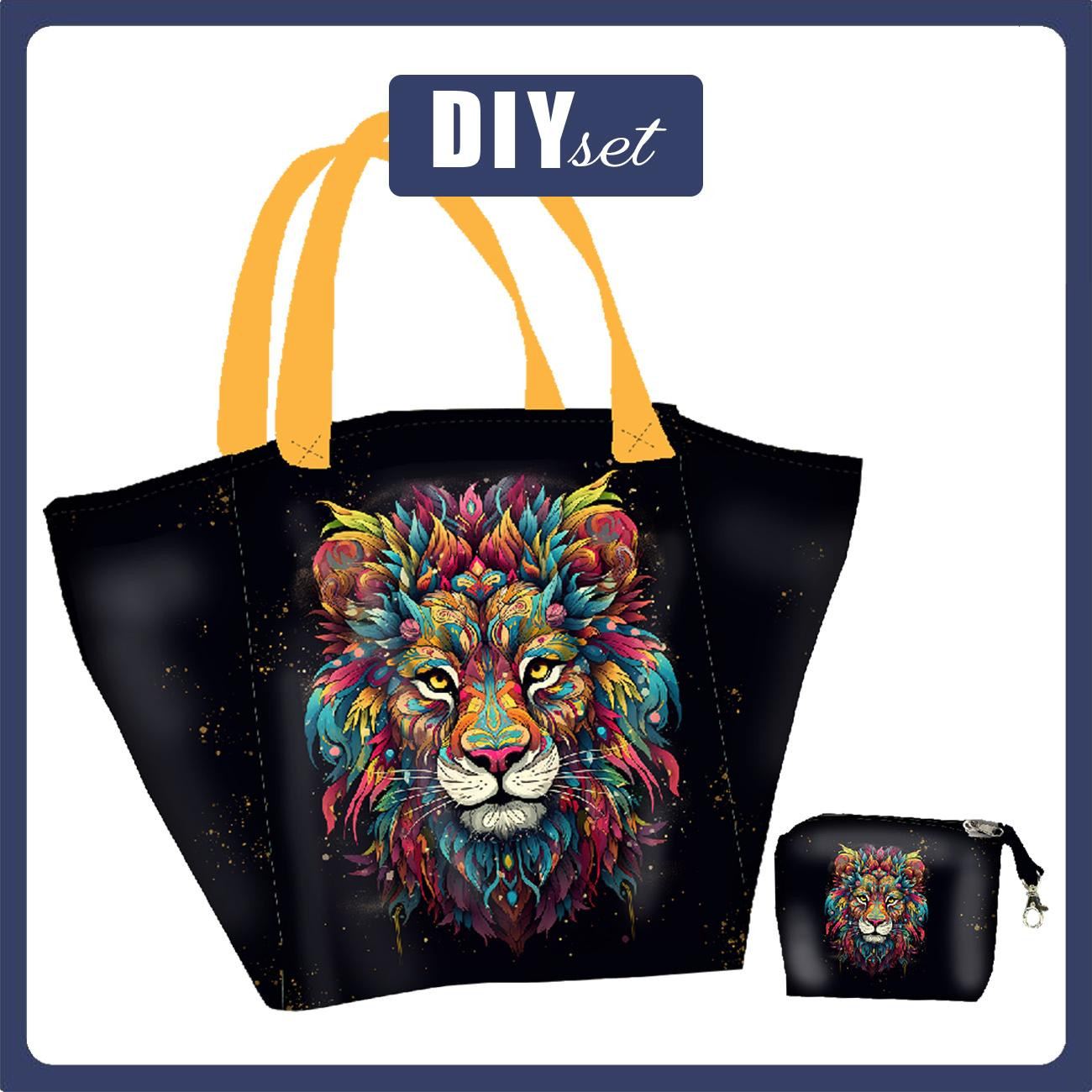 XL bag with in-bag pouch 2 in 1 - COLORFUL LION - sewing set