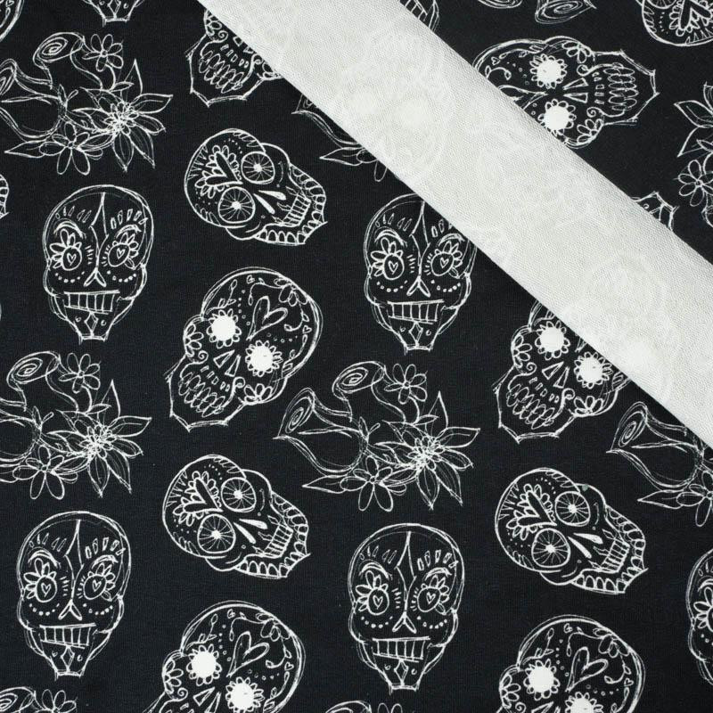 SKULLS CONTOUR / roses (DIA DE LOS MUERTOS) - looped knit fabric