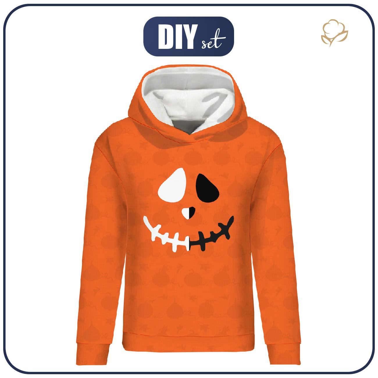 CLASSIC WOMEN’S HOODIE (POLA) - SMILE / PUMPKINS - looped knit fabric 