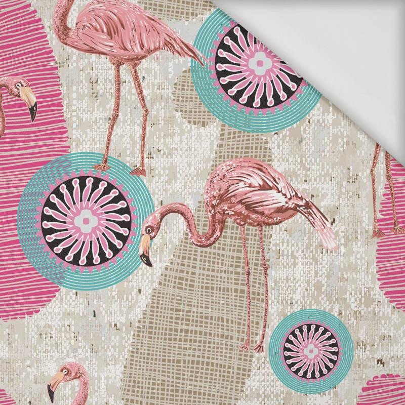 FLAMINGOS AND ROSETTES - Viscose jersey