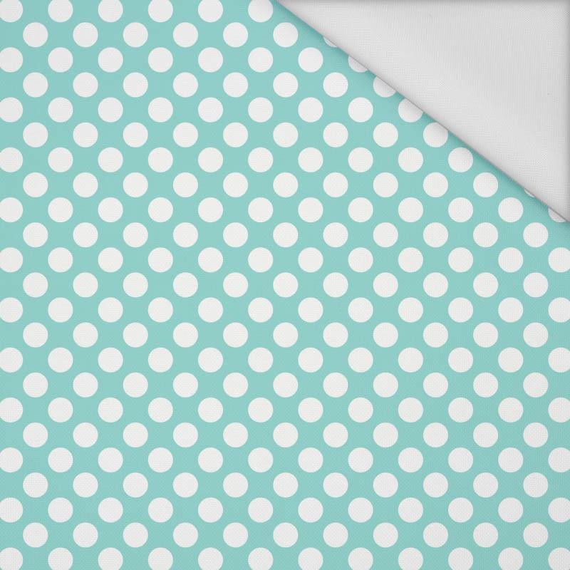WHITE DOTS / mint - Waterproof woven fabric